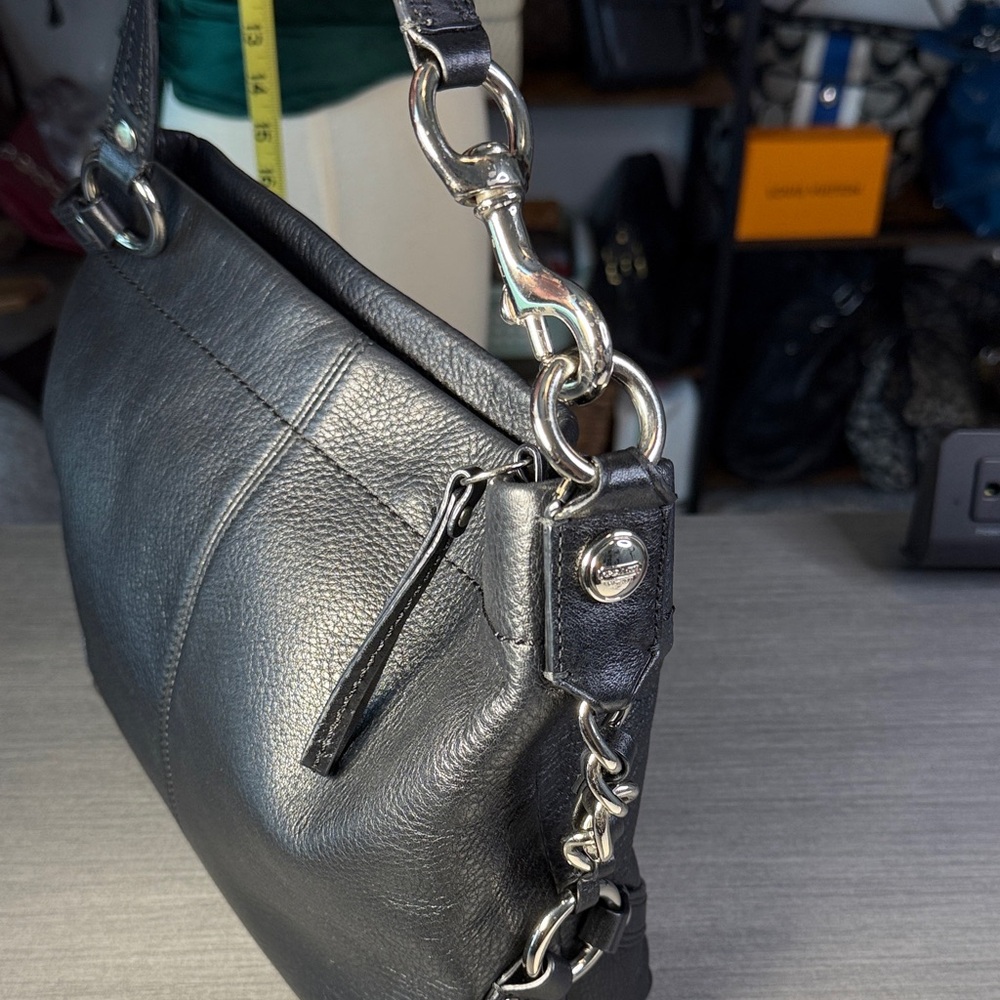 Coach Dark Gray/Black Leather Hobo Shoulder Bag - Picture 7 of 15